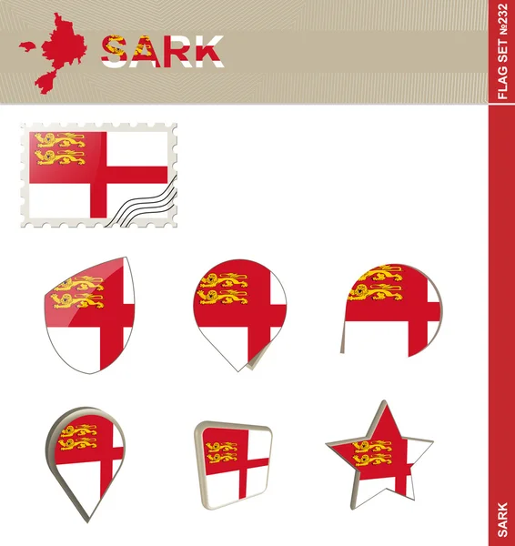 Set Bendera Sark, Set Bendera 232 - Stok Vektor