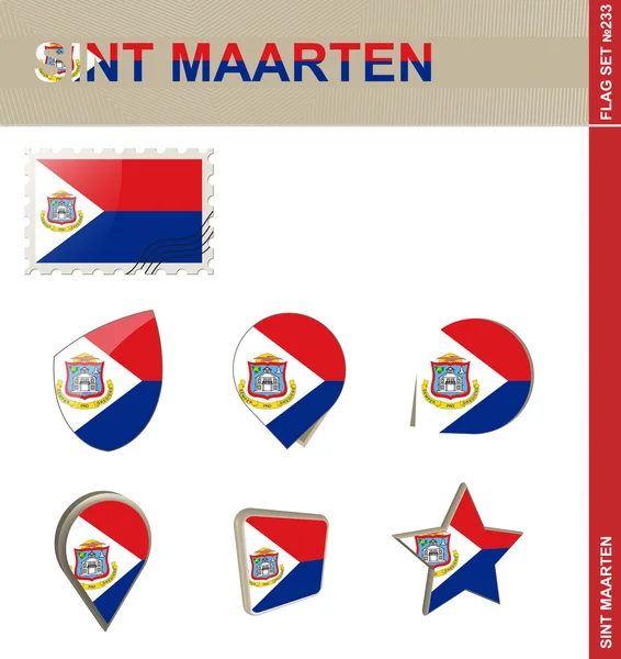 Set di bandiere Sint Maarten, Set di bandiere 233 — Vettoriale Stock