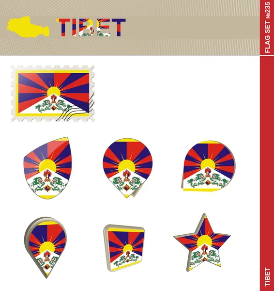 Tíbet conjunto de la bandera, conjunto de la bandera 235 — Vector de stock