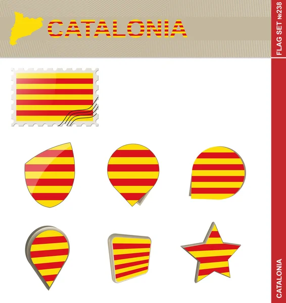 カタルーニャ旗セット、フラグ セット 238 — ストックベクタ