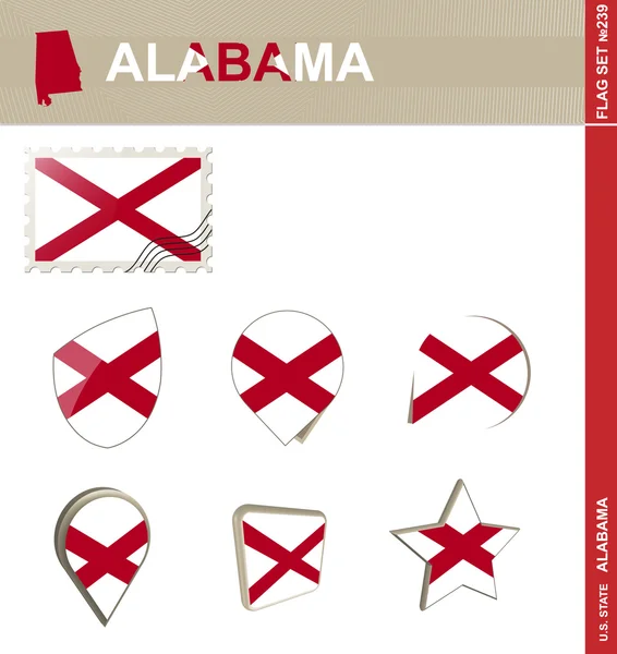 Conjunto de Bandeiras do Alabama, Conjunto de Bandeiras 239 —  Vetores de Stock