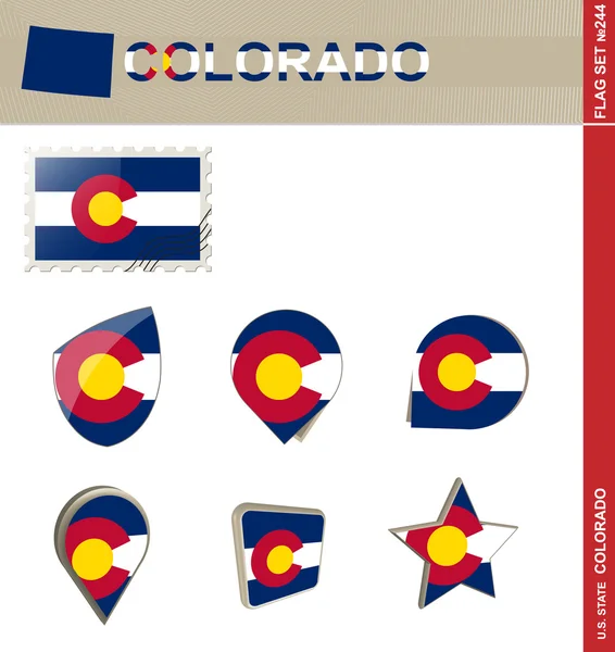 Colorado flagi zestaw, zestaw flaga 244 — Wektor stockowy