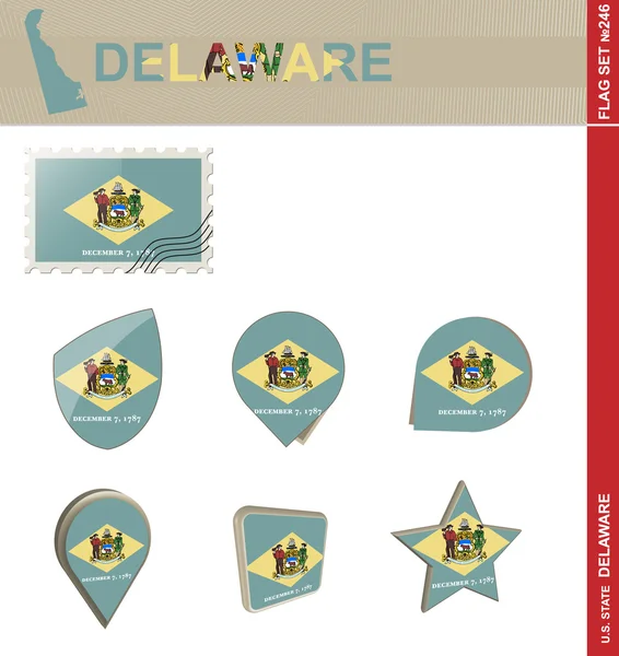 Delaware Bendera Set, Bendera Set 246 - Stok Vektor