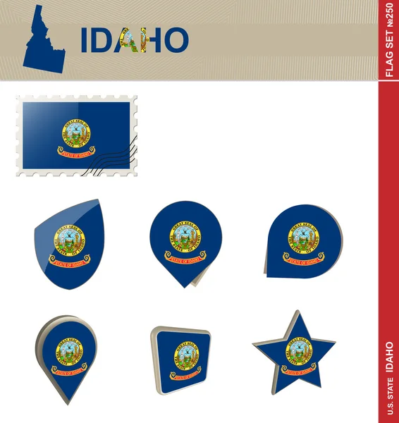 Idaho vlag is ingesteld, vlag Set 250 — Stockvector