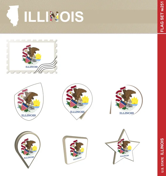 Conjunto de Bandeiras de Illinois, Conjunto de Bandeiras 251 — Vetor de Stock