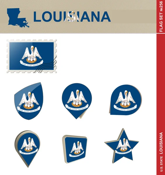 Louisiana ustawiona flaga, flagi zestaw 256 — Wektor stockowy