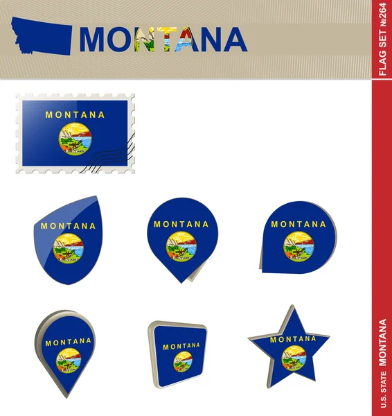 Montana Flag Set, Flag Set 264 — Stock Vector