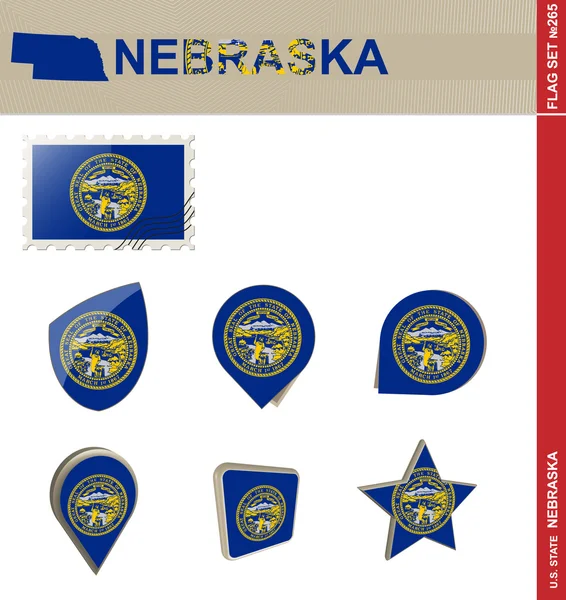 Nebraska vlag is ingesteld, vlag Set 265 — Stockvector