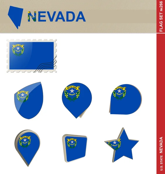 Nevada vlag is ingesteld, vlag Set 266 — Stockvector