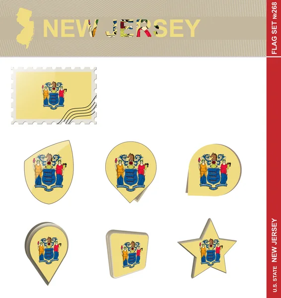 New Jersey Flag Set, Bendera Set 268 - Stok Vektor