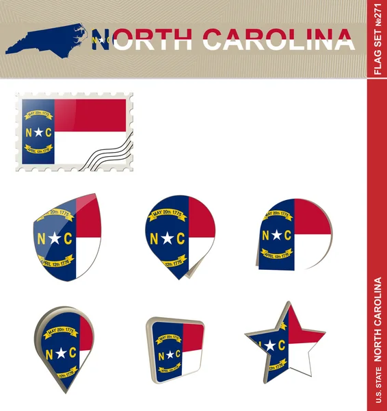 Juego de Banderas de Carolina del Norte, Juego de Banderas 271 — Vector de stock