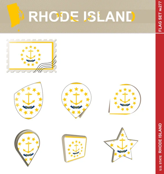 Set de bandera de Rhode Island, Set de bandera 277 — Archivo Imágenes Vectoriales