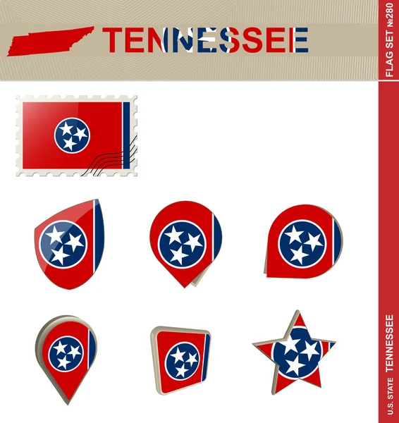 Ensemble de drapeaux Tennessee, Ensemble de drapeaux 280 — Image vectorielle