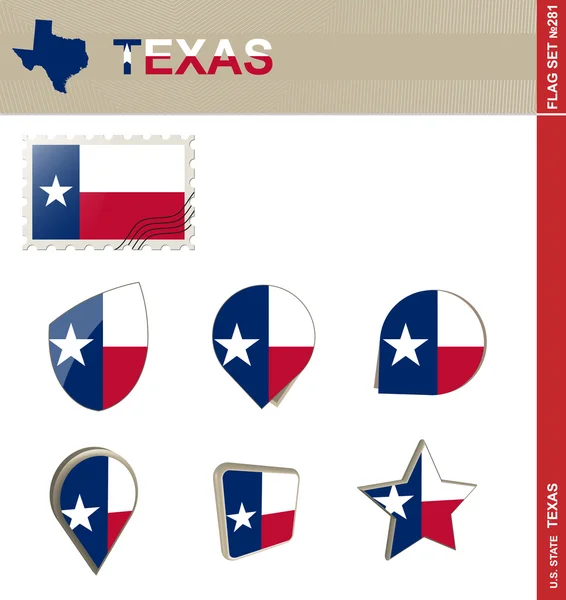 Texas vlag is ingesteld, vlag Set 281 — Stockvector