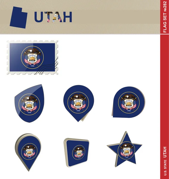 Vlag van Utah instellen, vlag instellen #282 — Stockvector