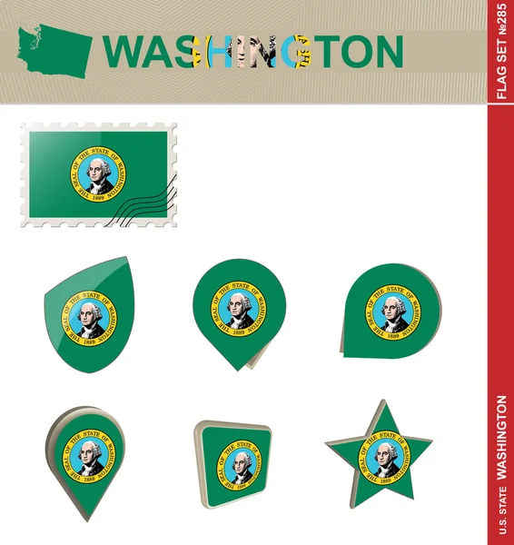 Juego de Banderas de Washington, Juego de Banderas 285 — Vector de stock