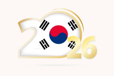 Year 2026 with South Korea Flag pattern.