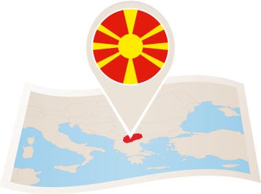 Katlanmış kağıt bayrak iğne Makedonya ile Makedonya Haritası.