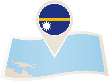 Nauru 'nun katlanmış kağıt haritası ve Nauru bayrağı..