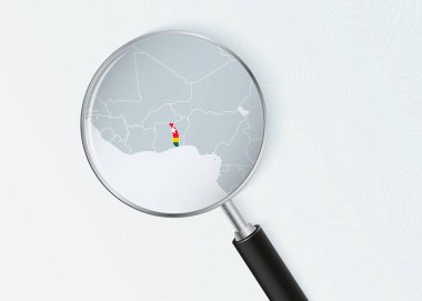 Ulusal Bayrak Kaplamalı Büyüteç Altında Togo Haritası.