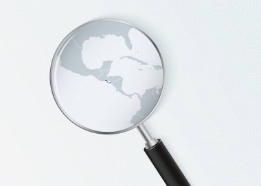 Ulusal Bayrak Üstüste Büyüteç Altında El Salvador Haritası.