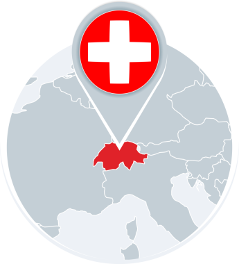 İsviçre haritası ve bayrağı, vurgulanmış İsviçre haritası simgesi