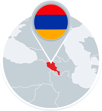 Ermenistan haritası ve bayrağı, işaretlenmiş Ermenistan haritası ve harita simgesi