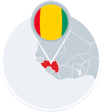 Gine haritası ve bayrak, Vurgulanmış Gine ile harita simgesi