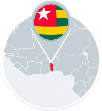 Togo haritası ve bayrak, işaretlenmiş Togo ile harita simgesi