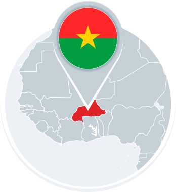 Burkina Faso haritası ve bayrağı, Burkina Faso işaretli harita simgesi