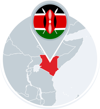 Kenya haritası ve bayrağı, Kenya vurgulanmış harita simgesi