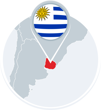 Uruguay haritası ve bayrağı, Uruguay vurgulanmış harita simgesi