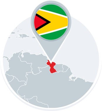 Guyana haritası ve bayrağı, Vurgulanmış Guyana ile harita simgesi