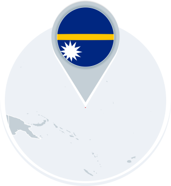 Nauru haritası ve bayrağı, işaretlenmiş Nauru ile harita simgesi