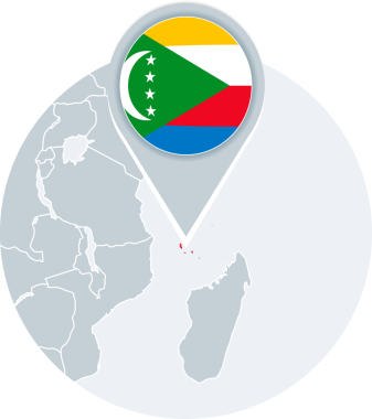 Komoros haritası ve bayrağı, Vurgulanmış Komorolar ile harita simgesi