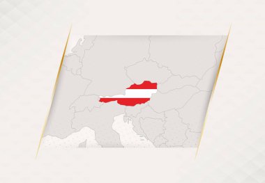 Ulusal Bayrak Renklerine sahip Avusturya Ülke Haritası.