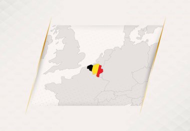 Ulusal Bayrak Renkleri içeren Belçika Ülke Haritası.