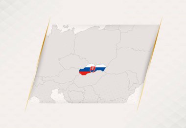 Slovakya Ülke Haritası Ulusal Bayrak Renkleri.