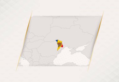 Ulusal Bayrak Renklerine sahip Moldova Ülke Haritası.