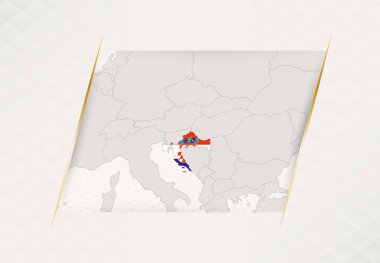 Hırvatistan Ülke Haritasında Ulusal Bayrak Renkleri.