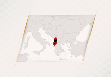 Arnavutluk Ülke Haritasında Ulusal Bayrak Renkleri.