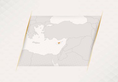 Kıbrıs Ülke Haritasında Ulusal Bayrak Renkleri.