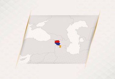 Ulusal Bayrak Renklerine sahip Ermenistan Ülke Haritası.