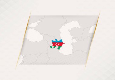 Azerbaycan Ülke Haritası Ulusal Bayrak Renkleri.