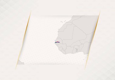 Ulusal Bayrak Renklerine sahip Gambiya Ülke Haritası.