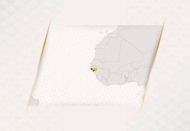 Ulusal Bayrak Renkleri içeren Gine-Bissau Ülke Haritası.