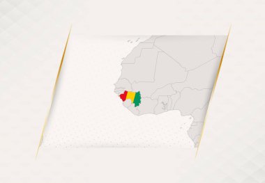 Ulusal Bayrak Renkleri içeren Gine Ülke Haritası.