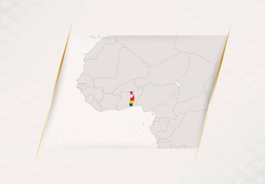 Ulusal Bayrak Renklerine sahip Togo Ülke Haritası.