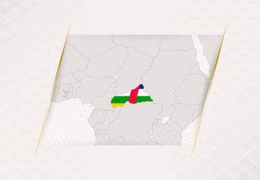 Ulusal Bayrak Renkleri içeren Orta Afrika Cumhuriyeti Ülke Haritası.