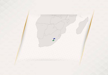 Ulusal Bayrak Renkleriyle Lesotho Ülke Haritası.